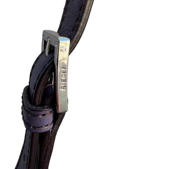 Etienne Aigner Navy Leather Buckle Detail Silver Hardware Shoulder Hobo Bag - Picture 10 of 12